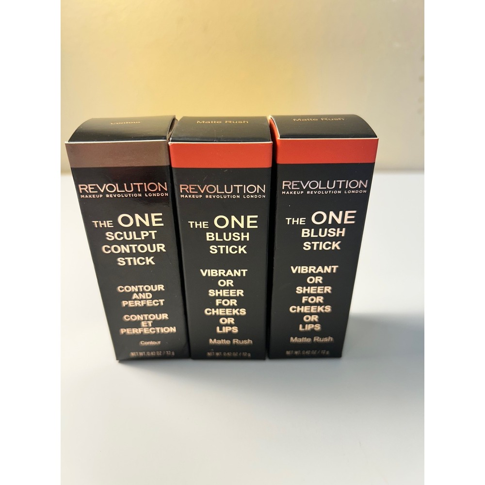 Revolution The One Blush & Contour Stick Set - Matte Rush, Contour New Set of 3